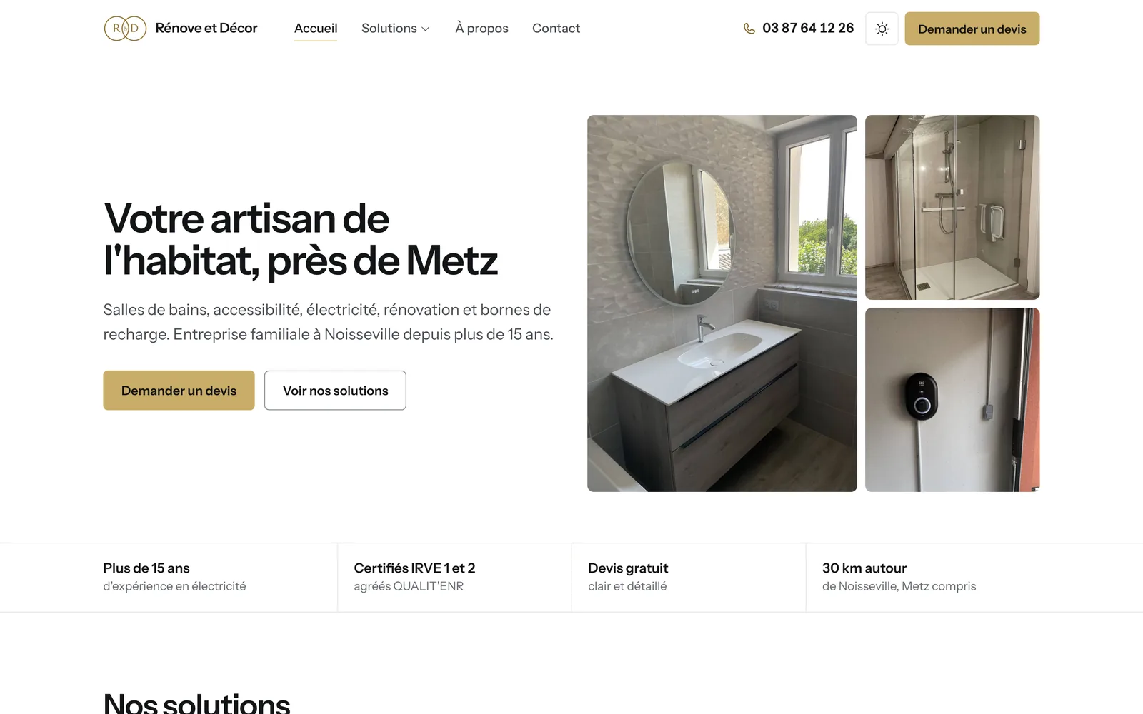 Page d’accueil du site Rénove et Décor sur ordinateur